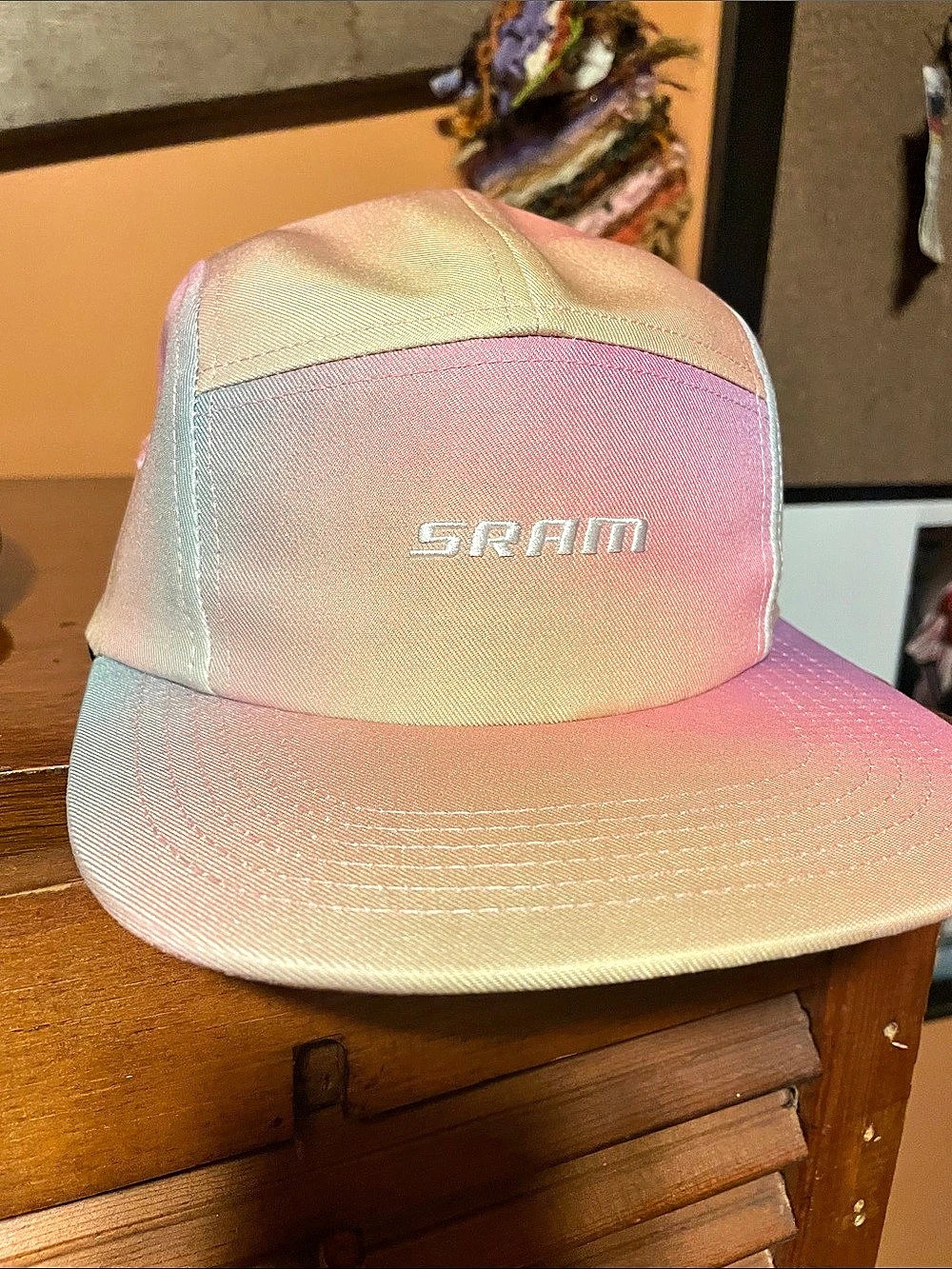 SRAM Force 5-Panel Logo Hat Pink & Green